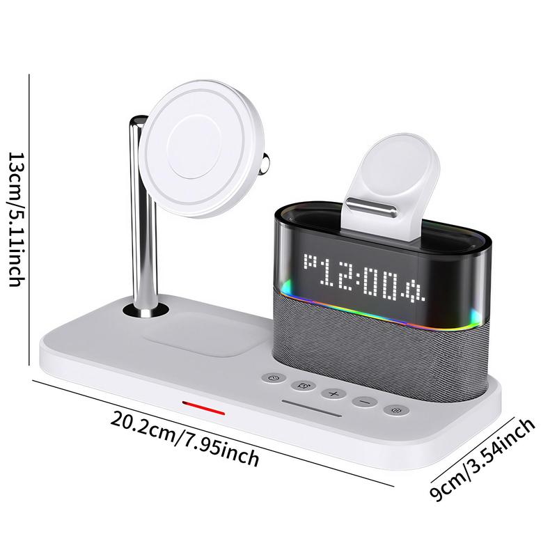 5 in 1 Wireless Charger, Magnetic Wireless Charger with Clock Function, Multifunctional Wireless Charging Stand for iPhone 16 15 14 13 12, Apple Watch Series