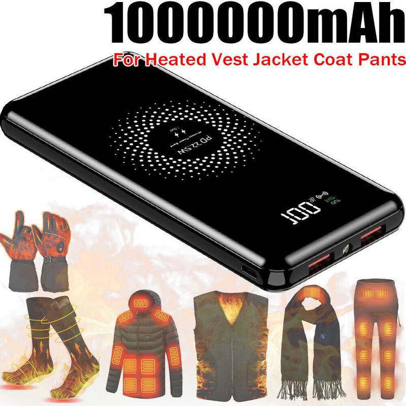 1000000mAh Battery Pack for Heated Vest Jacket Pants Scarf Phone USB Power Bank