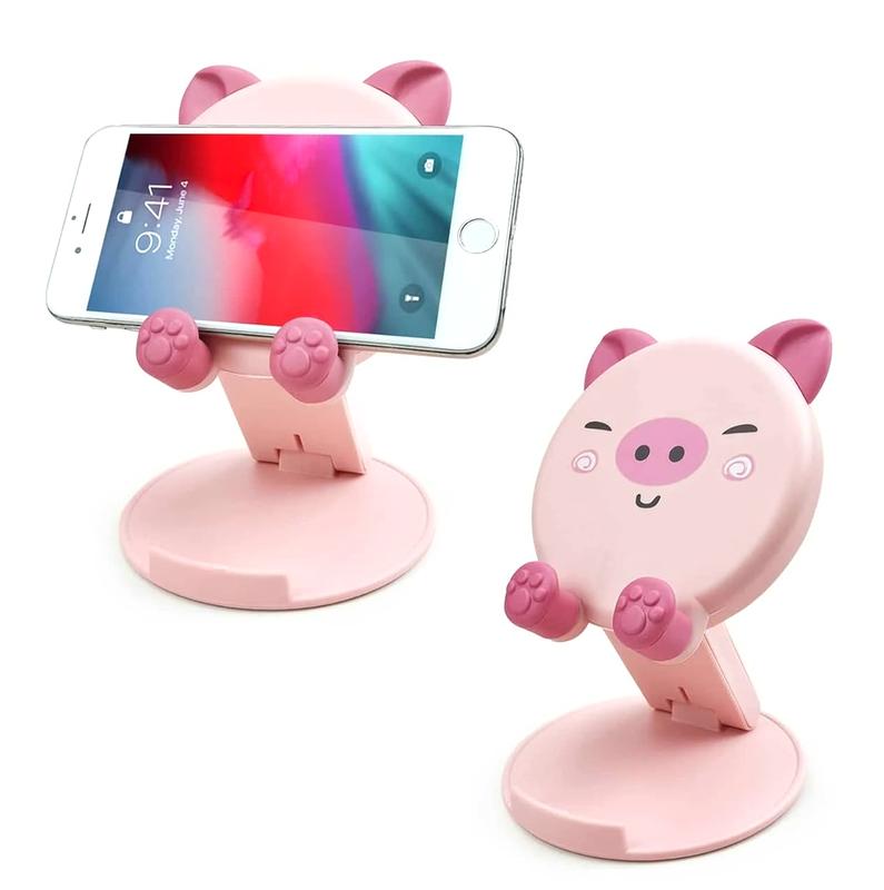 Cute Foldable Phone Stand Pink Phone Holder Adjustable Pig Cell Phone Stand Desk Portable Accessories for All Phones