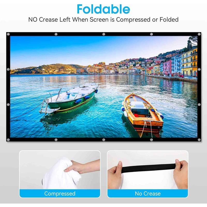 100 inch Projection Screens, Double Sided Washable Outdoor Projection Screen, 16:9 Foldable Anti-Crease Portable Projector Movies Screens for Camping Party, Home Theater, Office