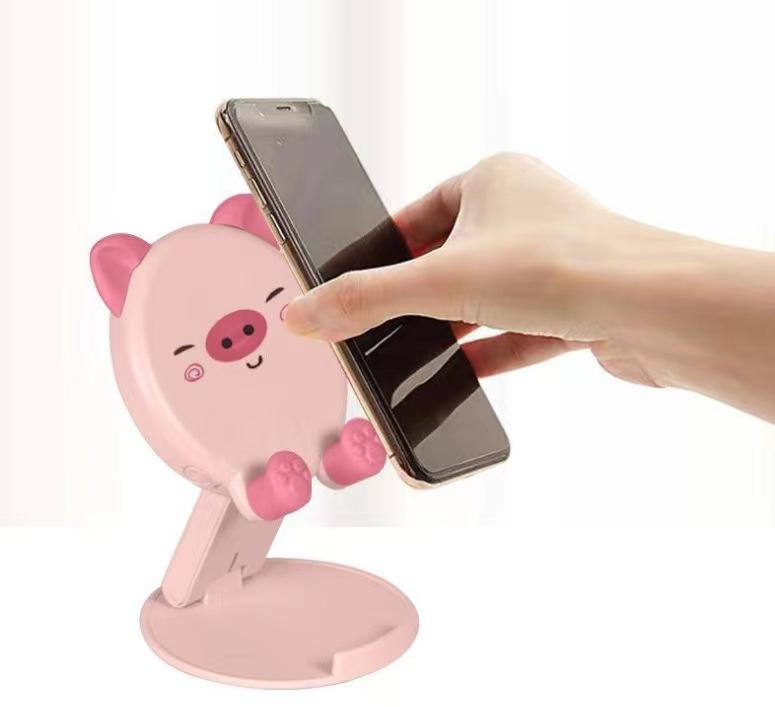 Cute Foldable Phone Stand Pink Adjustable Pig Cell Phone Stand Desk Portable Accessories for All Phones, Desk Work Phone Calls facetime Movie Watching and More (Pink), christmas gift ideas Black Friday Deals tiktok shop store