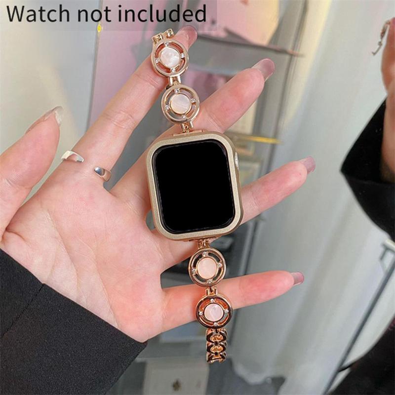 GIROUETTE Rhinestone Decor Watch Band (Band Only), 1 Count Fashionable Watch Band for Women, Wearable Accessories for iWatch Series 9 8 7 6 5 4 3 2 1 SE SE2