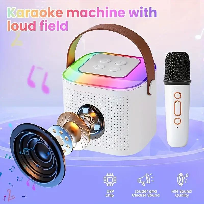 Wireless Karaoke Speaker with Microphone, 1 Set Rechargeable Mini Karaoke Bluetooth-compatible Speaker, Portable Handheld Karaoke Machine for Party