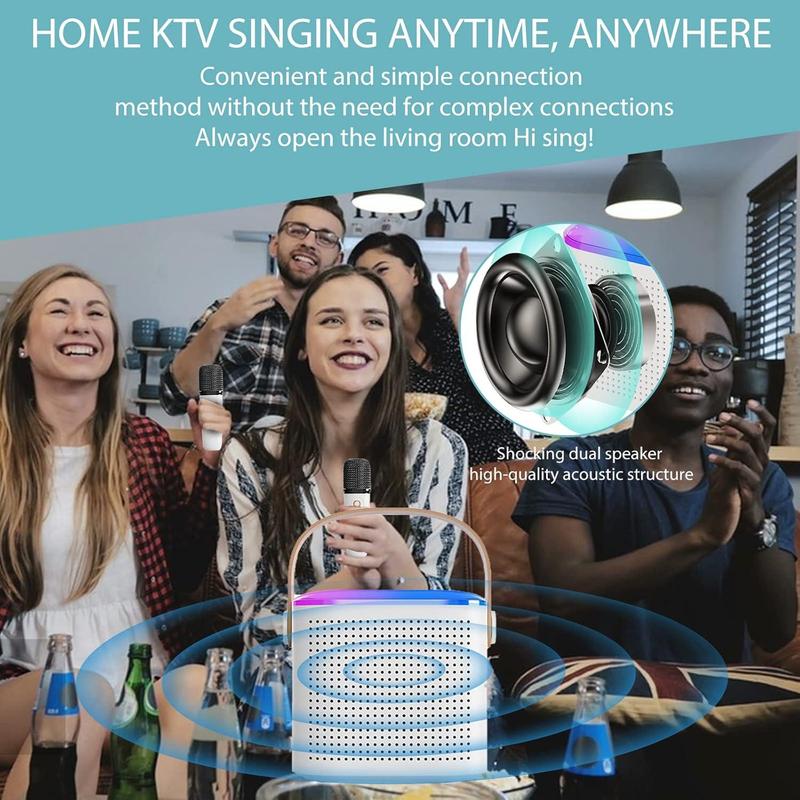 Wireless Karaoke Speaker with Microphone, 1 Set Rechargeable Mini Karaoke Bluetooth-compatible Speaker, Portable Handheld Karaoke Machine for Party