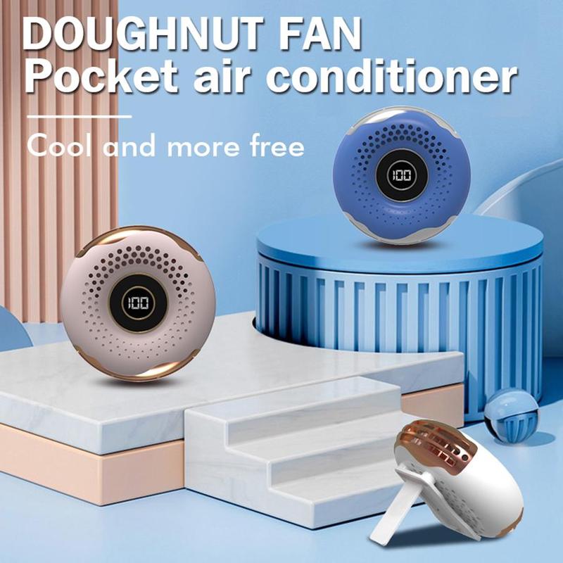 Portable Mini Air Conditioner, Rechargeable Creative Fan with LED Display Screen, Pocket Cooling Fan for Outdoor, Camping, Travel