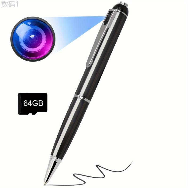 64GB Portable Mini Wearable HD 1080P Pen Camera, Easy To Use For Home Office Meeting Recording, Indoor outdoor Use Nanny Camera Installation Rechargeable Installation Rechargeable