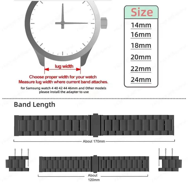 Stainless Steel Watch Band, Watch Band for Samsung Galaxy Watch 3, Watch Band for Samsung Watch 4 Huawei GT2 GTR, Wearable Accessories