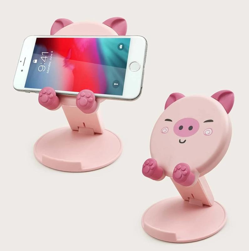 Cute Foldable Phone Stand Pink Adjustable Pig Cell Phone Stand Desk Portable Accessories for All Phones, Desk Work Phone Calls facetime Movie Watching and More (Pink), christmas gift ideas Black Friday Deals tiktok shop store