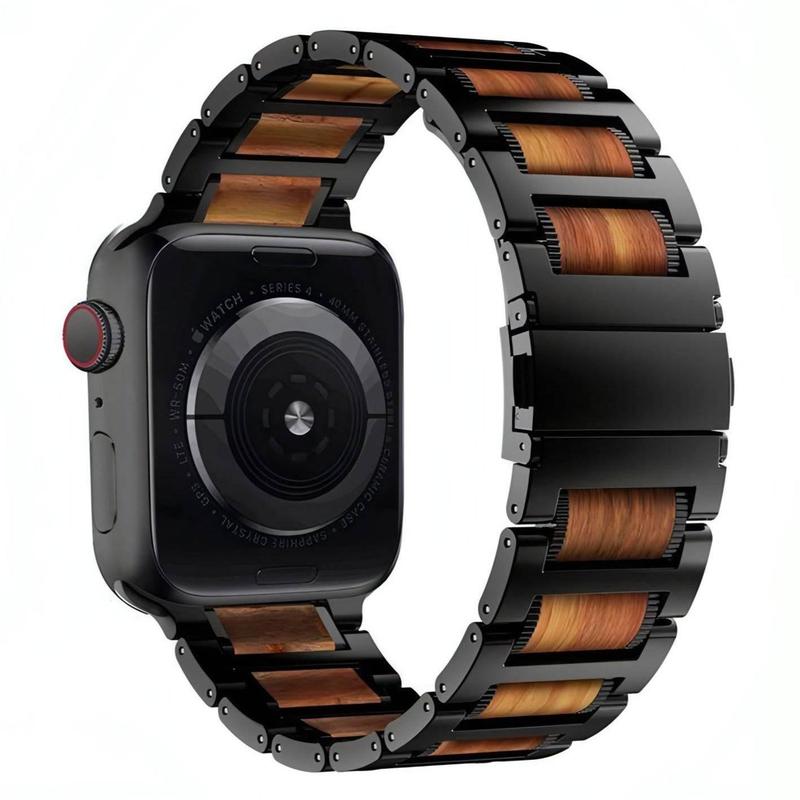 Apple Watch Wooden Stainless Band - Durable and Adjustable Men's Accessory - Accessories