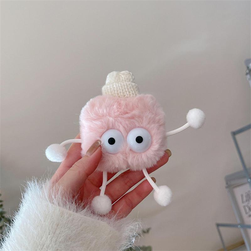 Cute Cartoon Coal Ball Design Plush Earphone Case, 1 Count Earphone Protective Cover, Earphone Accessories Compatible with AirPods 1 2 3 4 AirPods Pro