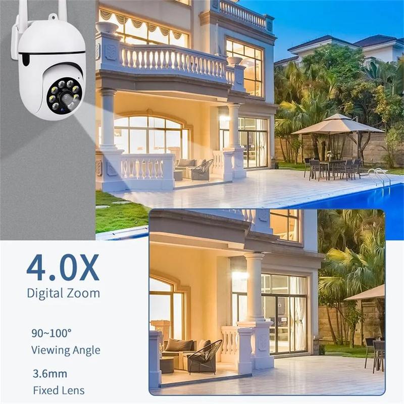 Outdoor Security Camera, 2.4Ghz & 5G WiFi Double-band Security Camera, Waterproof Security Camera with 4X Zoom, 2 Way Audio, Color & Infrared Night Vision