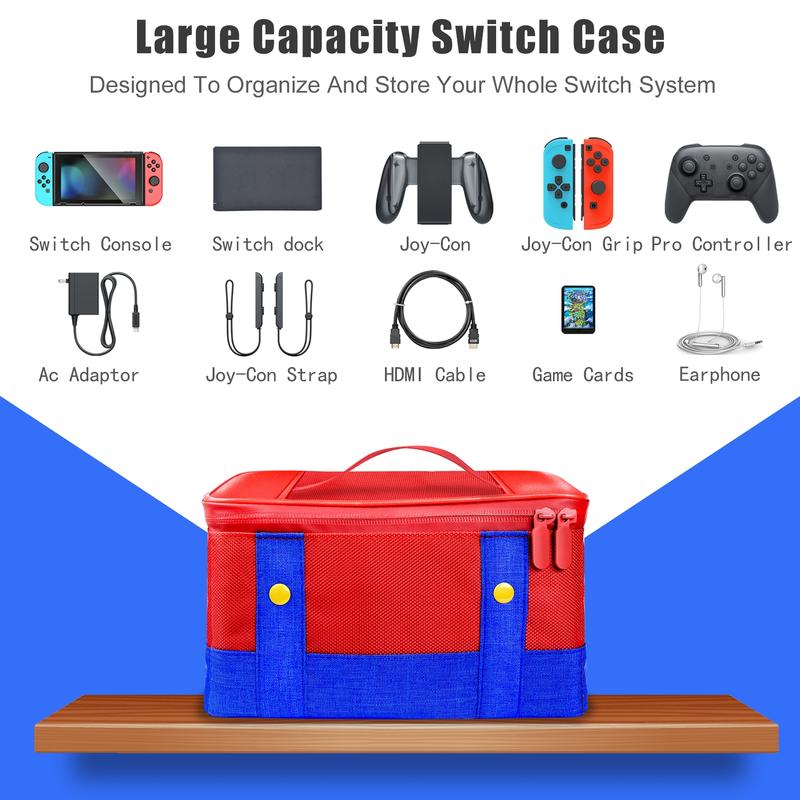 Switch Carry Case, Storage Carrying Case Compatible For Switch Switch OLED Soft Shell Protective Travel Case for Switch Console Pro Controller & Accessories