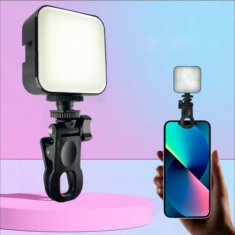 Rechargeable LED Fill Light, 10 Levels Brightness Adjustable Camera Light, Portable Camera Fill Light for Mobile Phone, Tablet, Live Broadcast