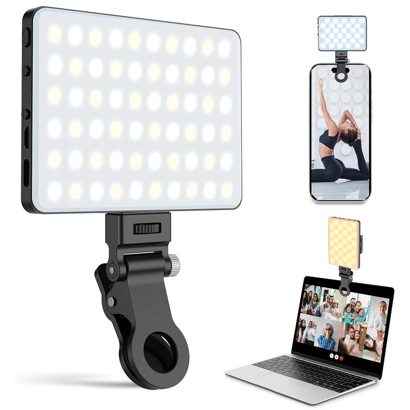 Portable Selfie Light, USB Rechargeable LED Clip for iPhone Android, Phone Tablet Camera Fill Light for Vlogging, Live Streaming, Makeup, Fall & Zoom Calls