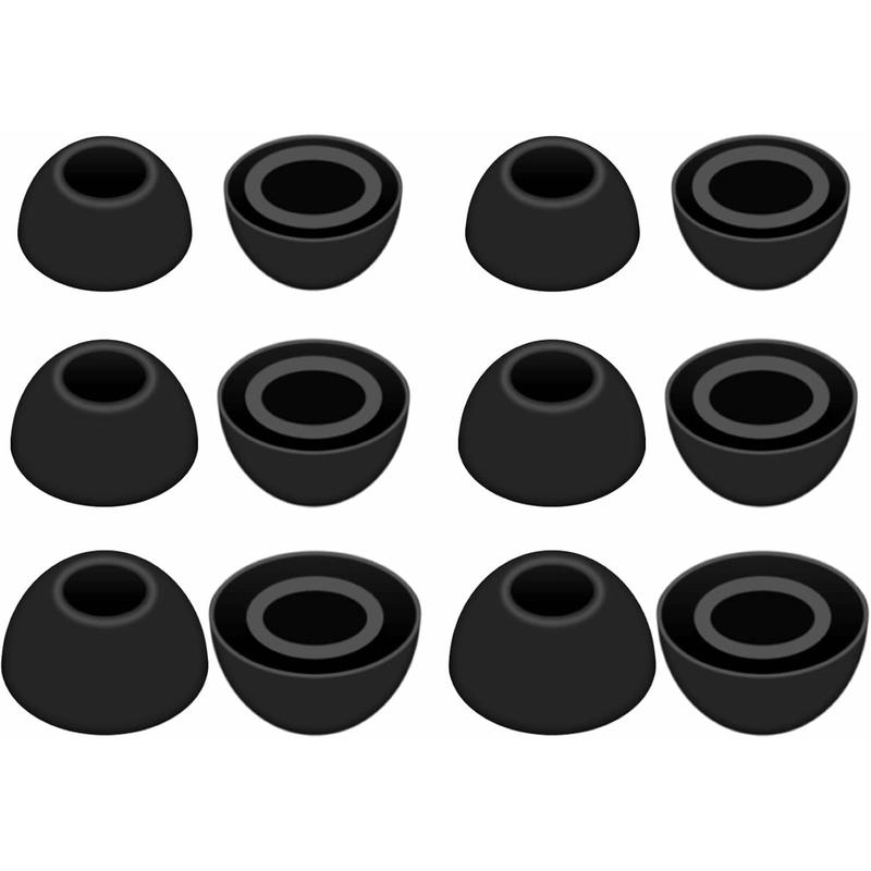 6 Pairs Liberty 4 NC Ear Tips, Replacement S M L 3 Size Soft Rubber  Flexible Eartips Earplug Gel  Cover Fit in Case Accessories Compatible with Soundcore Liberty 4NC - Black