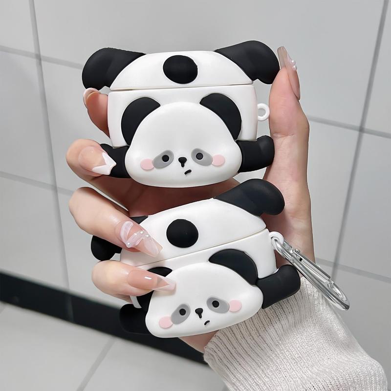 Cute Panda Design Silicone Earphone Case, 1 Count Earphone Protective Cover, Earphone Accessories Compatible with AirPods 1 2 3 4 pro pro2