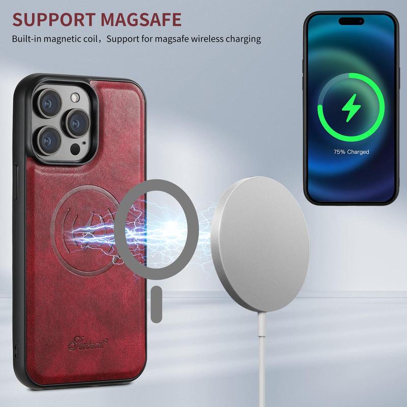 Magnetic Phone Case for Summer Gift, Shockproof Phone Cases, Phone Case Cover with Card Holder Phone Holder, 2 in 1 Protective Phone Case for iPhone 12 13 14 15 Pro Max, Fall Gift for iPhone 16 Pro Max Case