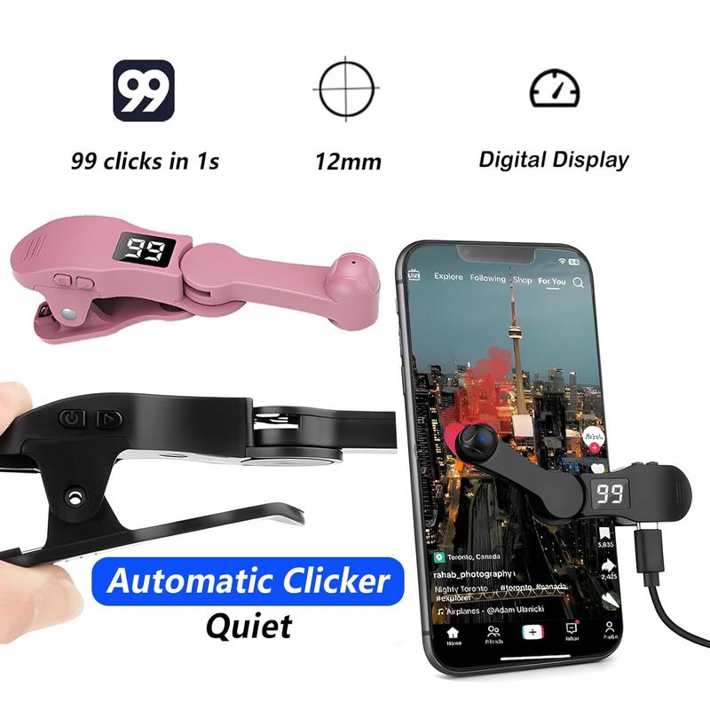 Smartphone Automatic Clicker, Adjustable Speed Physical Clicker, Mobile Phone Accessories for Continuous Clicking on Games, Live Streaming Likes