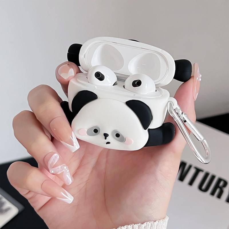 Cute Panda Design Silicone Earphone Case, 1 Count Earphone Protective Cover, Earphone Accessories Compatible with AirPods 1 2 3 4 pro pro2