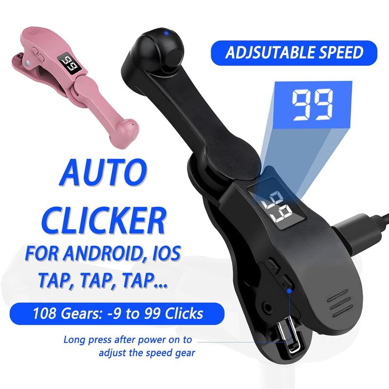 Smartphone Automatic Clicker, Adjustable Speed Physical Clicker, Mobile Phone Accessories for Continuous Clicking on Games, Live Streaming Likes