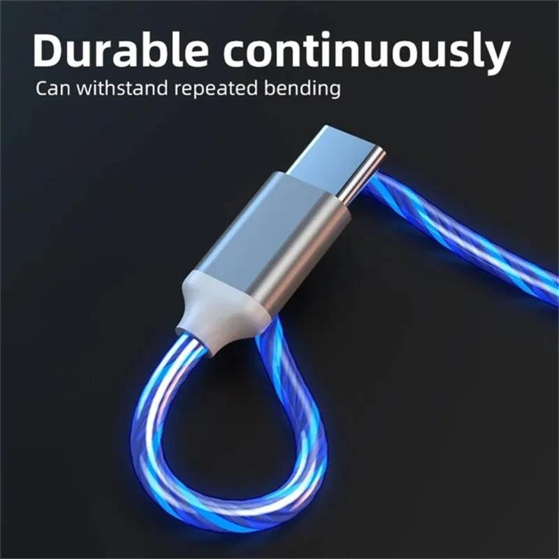 3-In-1 Charging Cable, Glowing LED Light Charging Cable, Durable Data Cable, Phone Accessories for iPhone Android Type C Mobile Phone