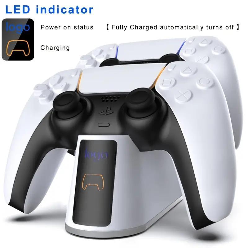 Dual Controller Charging Station, Wireless Controller Fast Charging Type-C Charging Holder, RGB Light Charging Base for Playstation 5 Joystick Gamepad, Gaming Room Supplies