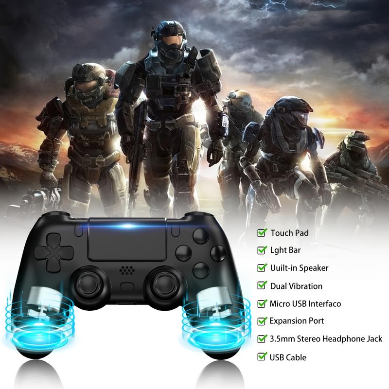 YUYIU Wireless new Controller Compatible With Ps4 Slim Pro Windows PC,With 3.5mm Audio Jack, Touch Pad, Six Axis Motion Control, Charging Cable