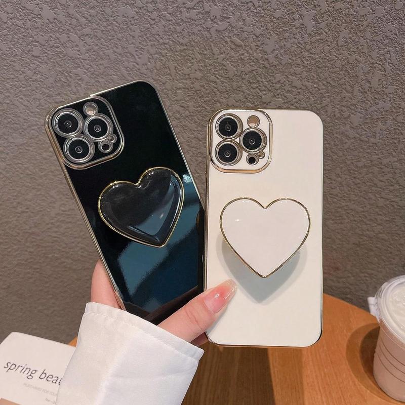 Heart Design Phone Holder, Solid Color Phone Holder, Retractable Heart-shaped Support Suitable for Mobile Phones & Tablets