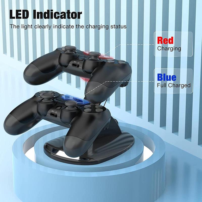 Dual USB Game Console Charging Stand For PS4 Gaming Controller with LED Light, 1 Count Durable Gaming Device Accessories Suitable for PS4 PS4 Pro PS4 Slim