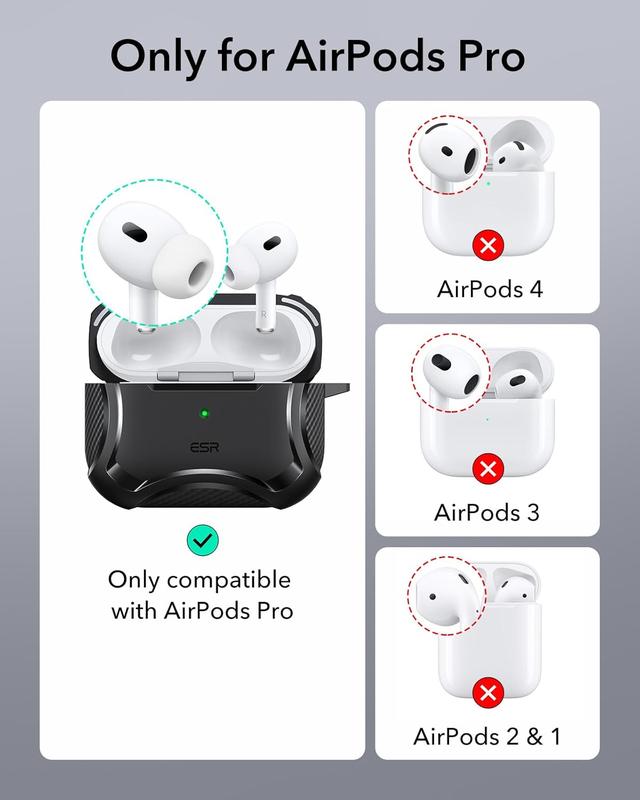 for AirPods Pro 2nd Generation Case (HaloLock), Compatible with Airpods Pro Case 2nd 1st Gen (2023 2022 2019), Compatible with MagSafe,  Drop Protection,  Lid, Black