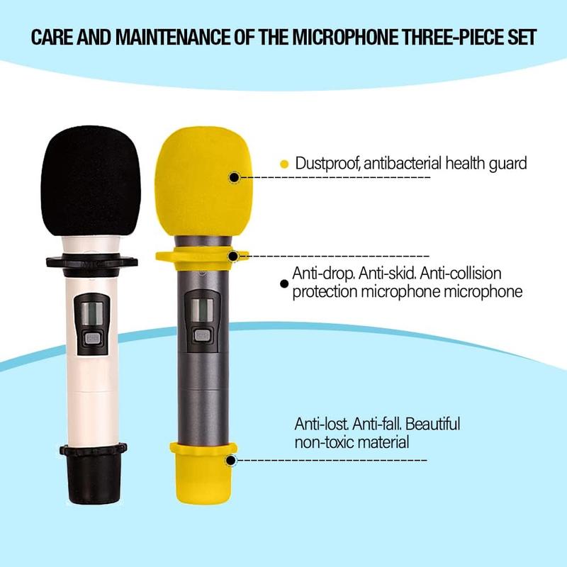 8 Set Shakeproof Anti-Rolling Handheld Microphone  Ring, Colorful Microphone  Windscreen Covers for KTV, Interview, Recording Studio, Performance, Speech