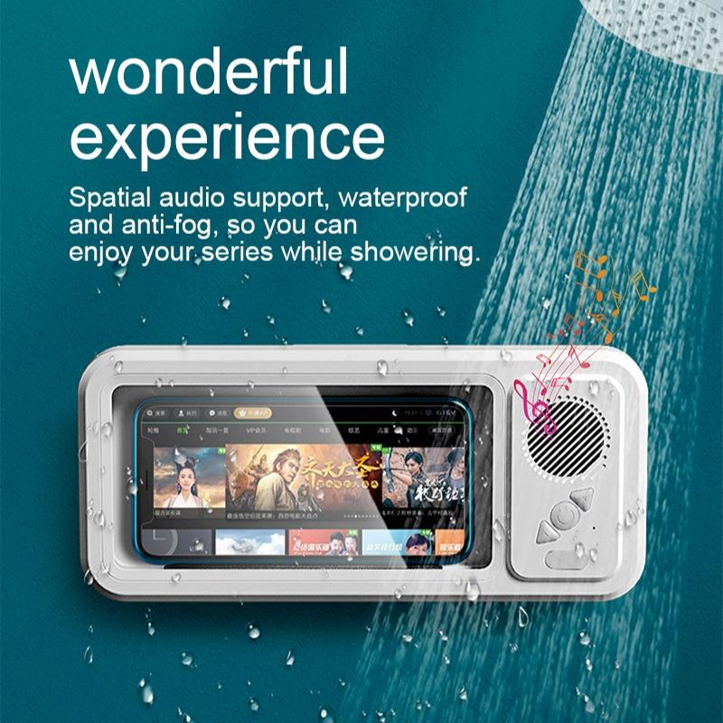 360° Rotating Shower Phone Holder with Bluetooth Connectivity and Speaker Telescopic Rotating Waterproof for Bathroom, Tub and Sink Lazy bracket