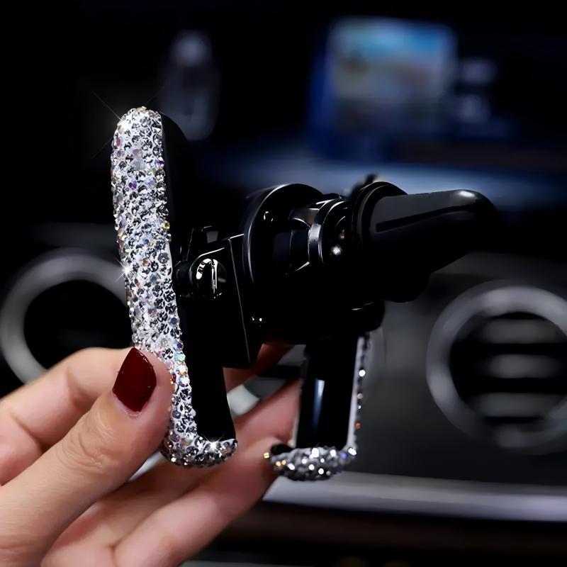 Rhinestone Decor Car Phone Holder, Car Air Vent Phone Holder, 360 Degree Adjustable Phone Bracket, Universal Car Interior Accessories