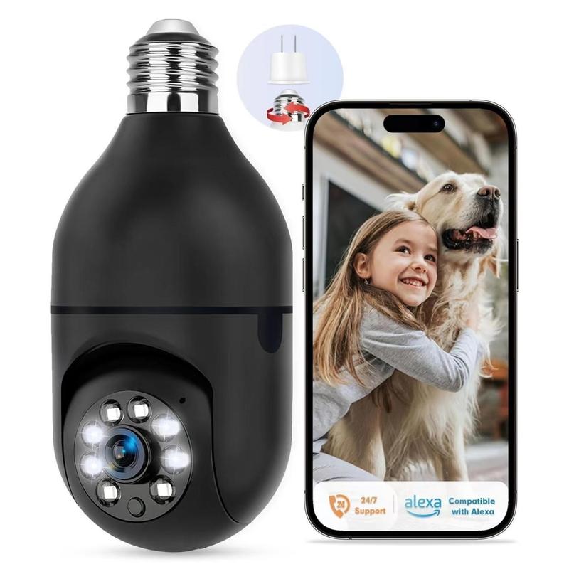 NOAHTEC Light Bulb Security Camera with 3MP HD Infrared Night Vision, Two-Way Talk, and Human Detection - Compatible with Alexa