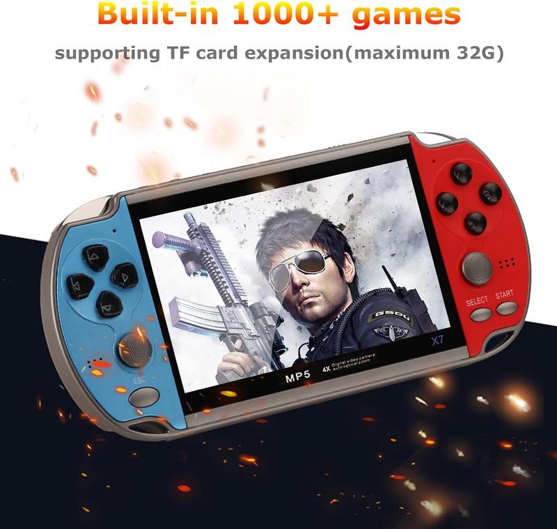 X7 Handheld Game Console, X7 4.1 4.3 Inch Video Game Console Handheld Game Players Double Rocker 8GB Memory Built in 1000 Games MP5 Game Controller TV Output