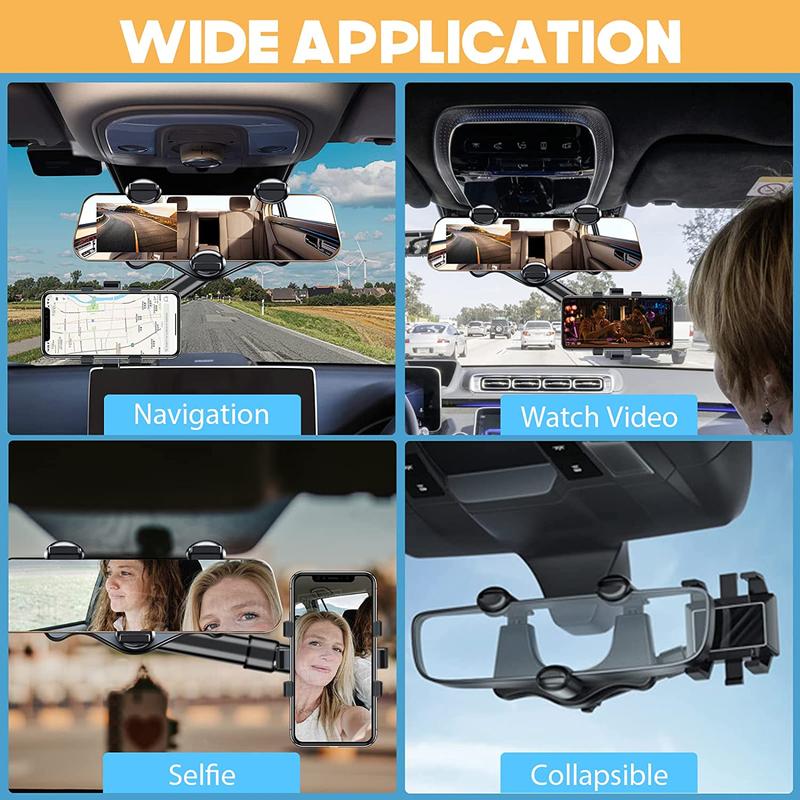 Phone Mount for Car, Rear View Mirror Phone Holder, Phone Holder for Car Compatible with iPhone 16 15 14 13 12 Series and All 4-7 Inch Cell Phones adjustable clip