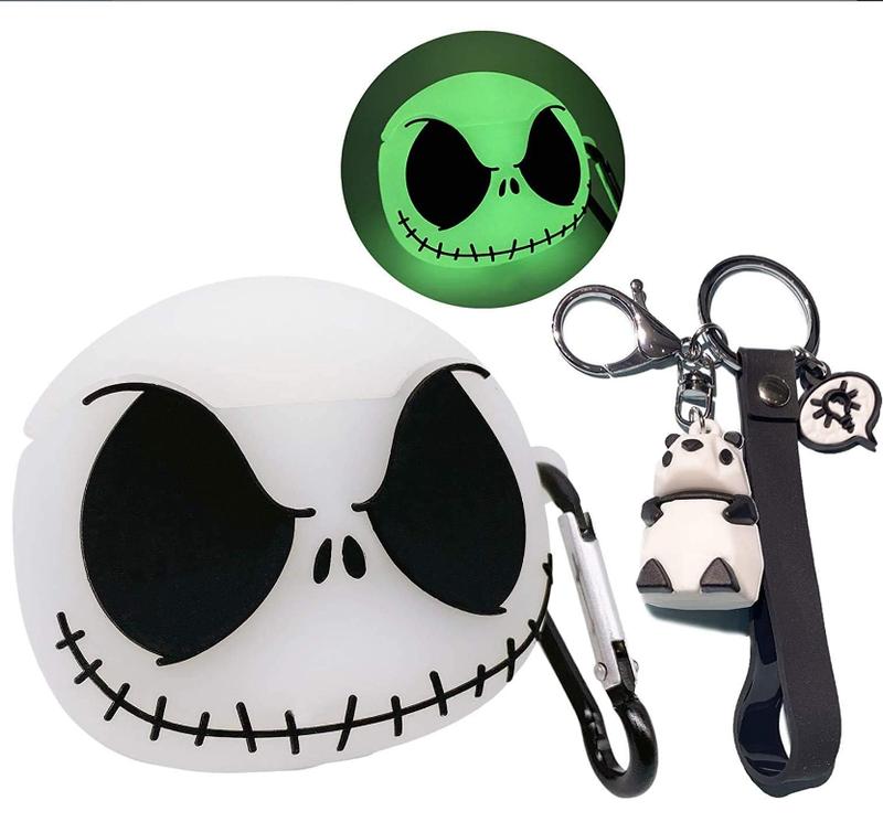 Compatible with AirPods Pro Pro 2nd Generation Case Cover with Keychain, Luminous Skull Case Compatible with Apple Airpods Pro (2nd 1st) Case, Cute Funny Anime Case for Airpods Pro and Pro 2 Accessories Protection