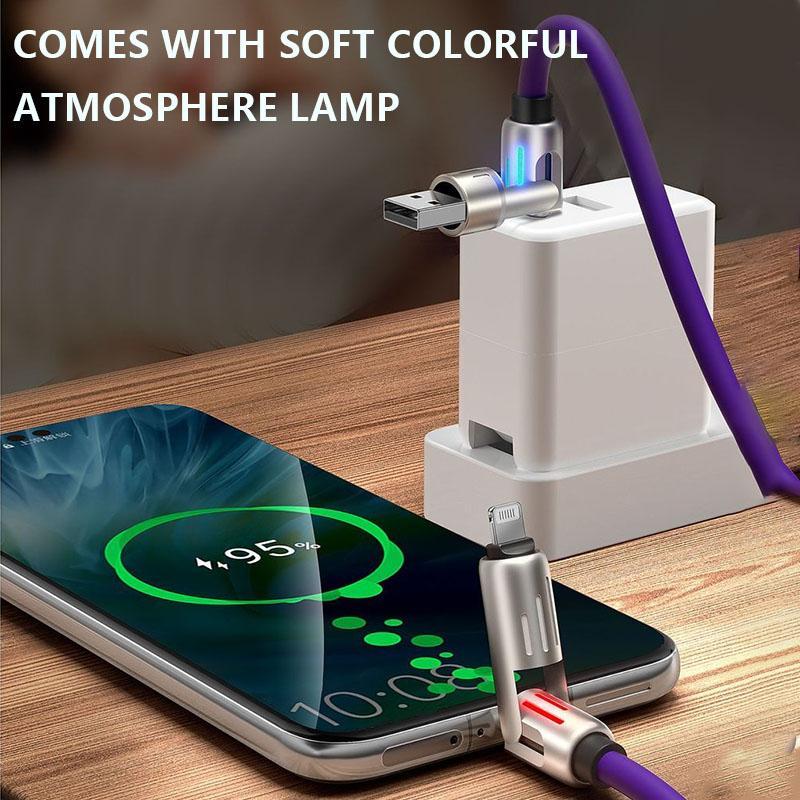 240W 4-in-1 USB C Cable, Multi Charger Cable with Breathing Light, PD 5A Multi Fast Charging & Data Sync Silicone Cable for iPhone Samsung Laptop