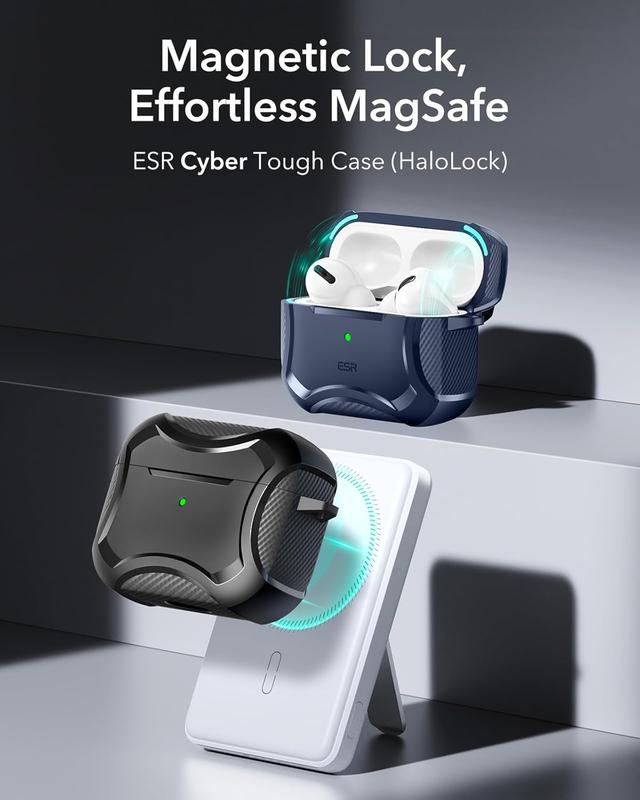 for AirPods Pro 2nd Generation Case (HaloLock), Compatible with Airpods Pro Case 2nd 1st Gen (2023 2022 2019), Compatible with MagSafe,  Drop Protection,  Lid, Black