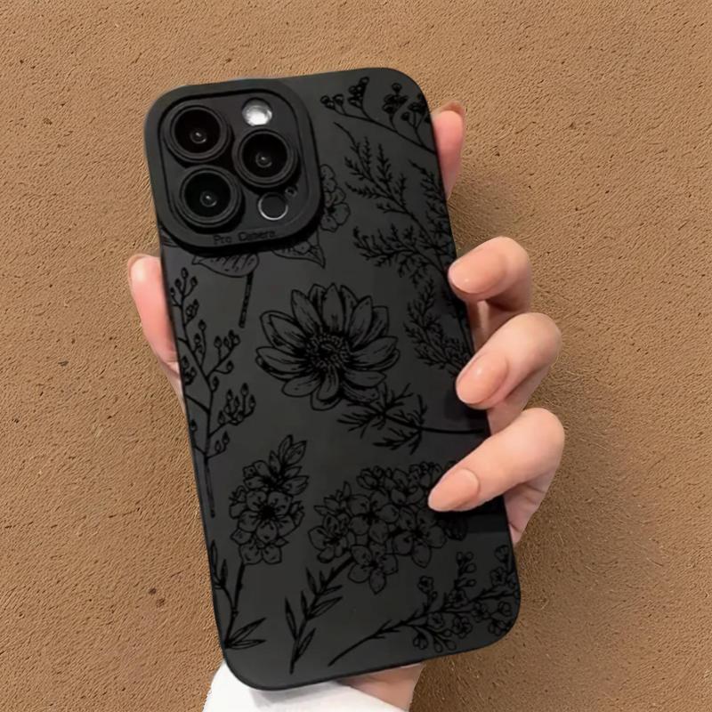 Floral Pattern Phone Case for Fall Gift, Shockproof Phone Protective Cover, Phone Accessory Compatible With iPhone 11 12 13 14 15 Pro Max