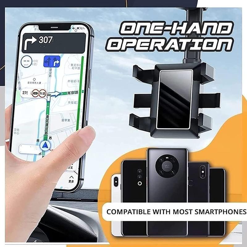 Phone Mount for Car, Rear View Mirror Phone Holder, Phone Holder for Car Compatible with iPhone 16 15 14 13 12 Series and All 4-7 Inch Cell Phones adjustable clip