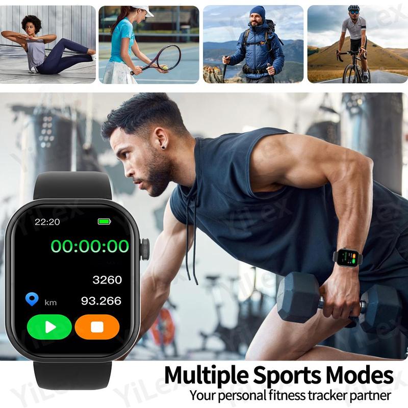 Multifunctional 2.01'' Smart Watch, Fashion Digital Watch with App & SMS Notifications, Sports Watch with Multiple Sports Modes for Women & Men