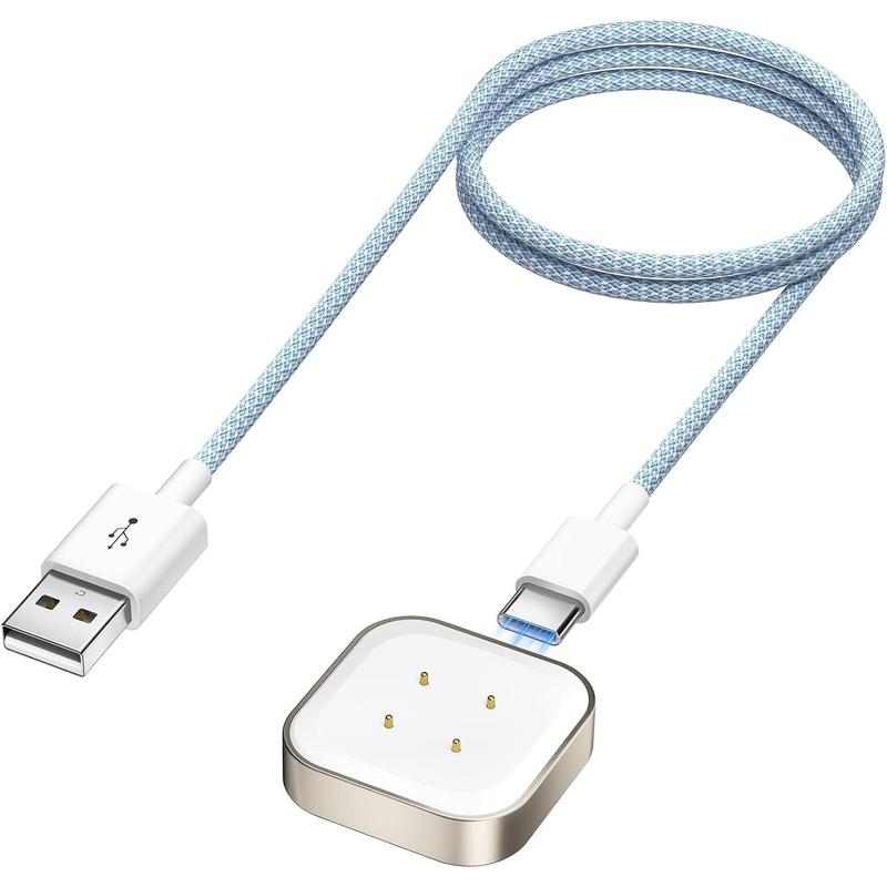 Charger Cable for Fitbit Sense Sense 2 Versa 3 4 & for Pixel Watch 2 3, Premium Braided USB C Detachable Charging Dock, Durable Replacement Magnetic Cord for Smartwatch, 3.3Ft 1M