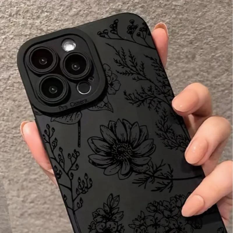 Floral Pattern Phone Case for Fall Gift, Shockproof Phone Protective Cover, Phone Accessory Compatible With iPhone 11 12 13 14 15 Pro Max