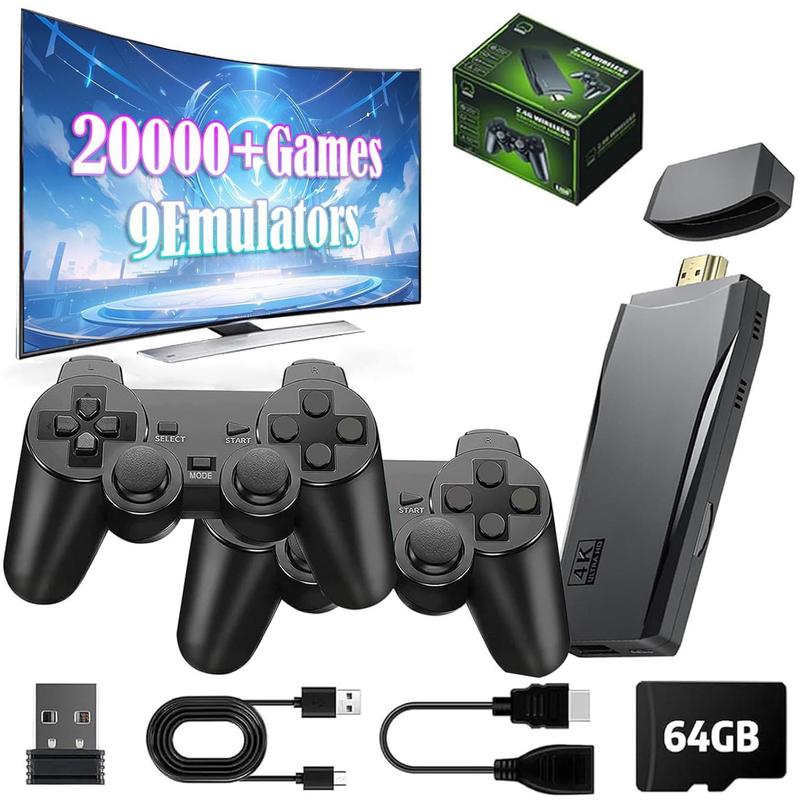 M8 Pro Game Console,Play GameStick,Nostalgia Stick Game with 9 Classic Emulators,4K Hdmi Output,TV Plug and Play VideoGame Double Stick,Built in 20000+ Games with Wireless Dual Controllers Tiktokshop Gamersupermario Family New Retro Games Port