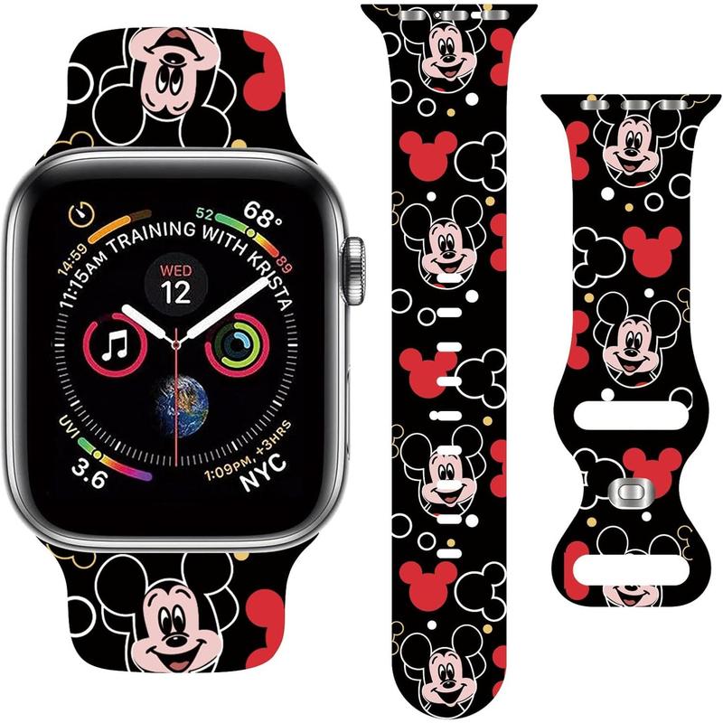 US Warehouse-Cute Strap Compatible with Apple Watch Band 38mm 40mm 41mm 42mm 44mm 45mm 49mm Men Women,Replaceable Soft Silicone Cartoon Sport Wristbands for iWatch Ultra Series 9 8 7 6 5 4 3 2 1 SE Accessories Wearable