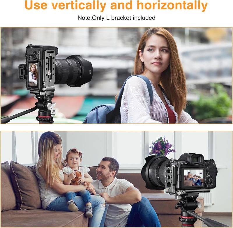 CAMOLO DSLR Foldable Camera L Bracket Mount, Arca Swiss Vertical Horizontal Tripod, Quick Release Plate with 1 4