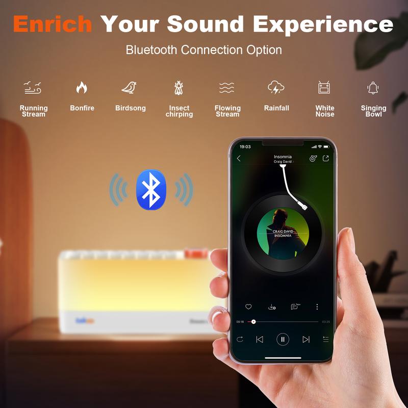 takoo White Noise - Mixable 3 in 1 Sleep Aid - Portable Travel Sound Machine, 8 Adjustable Nature Sounds, Bluetooth Speaker, 30-Level Night Light, 11 LED Ambient Breathing Light Modes, Timer, Adults Kids Insomnia, Nursing, Yoga, Meditation, Christmas Gift