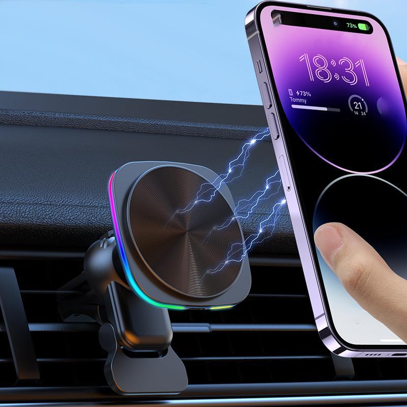 15W Magnetic Wireless Car Charger, Car Phone Holder Charger, Car Charging Stand for iPhone 15 14 13 12, Compatible with MagSafe