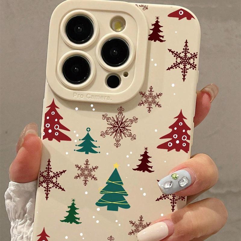 Christmas Tree Pattern Phone Case, Anti-drop Cellphone Protective Cover, Full Body Shockproof Mobile Phone Cover for iPhone Series, Smartphone Accessories